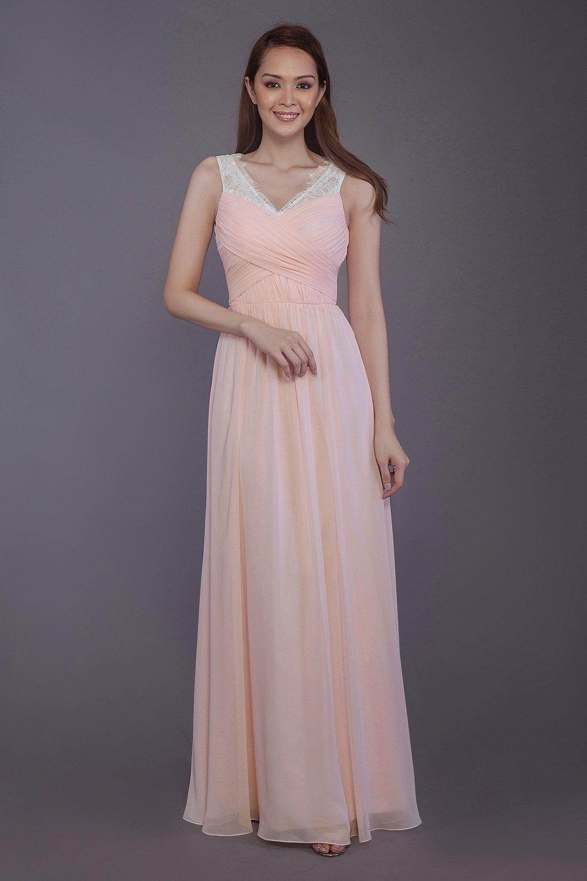Sheath-Column Floor Length Chiffon Bridesmaid Dress PR3542 - COCOMELODY